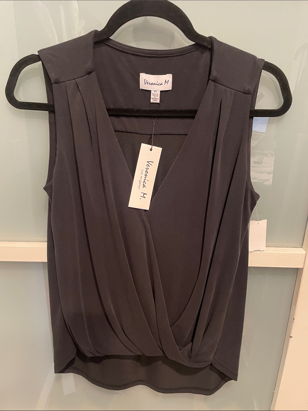 Veronica M Lack Draped V-Neck Sleeveless Top, XS, NWT